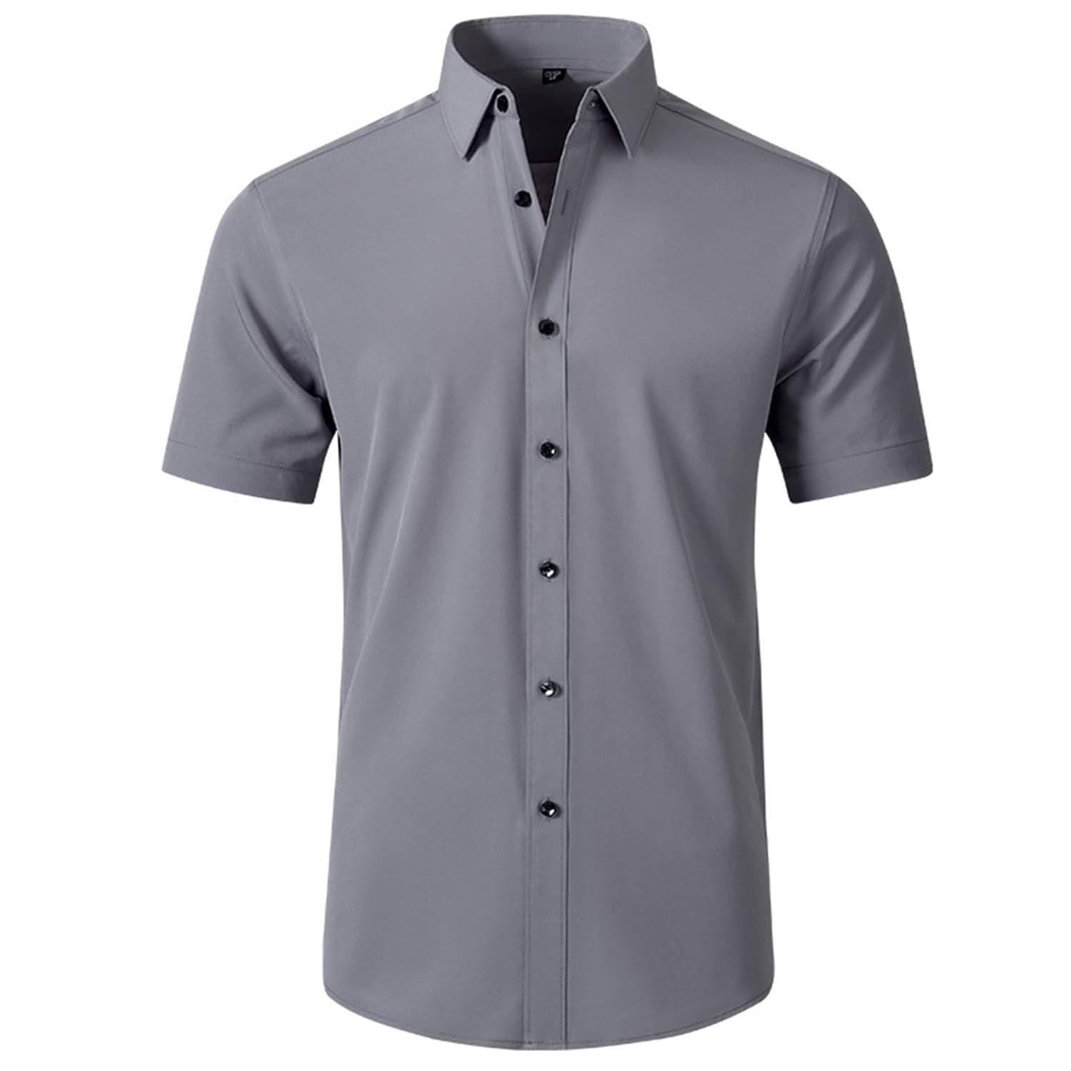Mens Dress Shirts Short Sleeve Stretch Button Down Wrinkle Free Casual Solid Formal Shirt for Summer Business Wedding