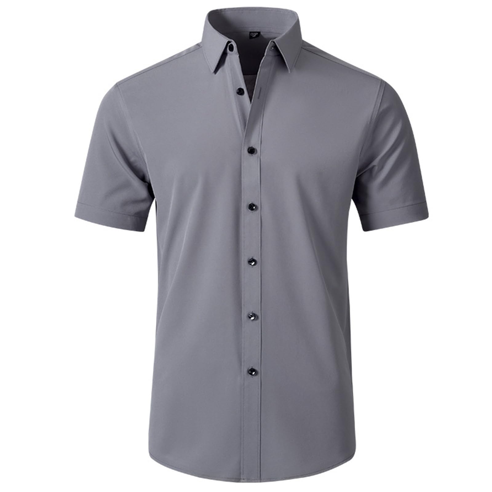 Mens Dress Shirts Short Sleeve Stretch Button Down Wrinkle Free Casual Solid Formal Shirt for Summer Business Wedding