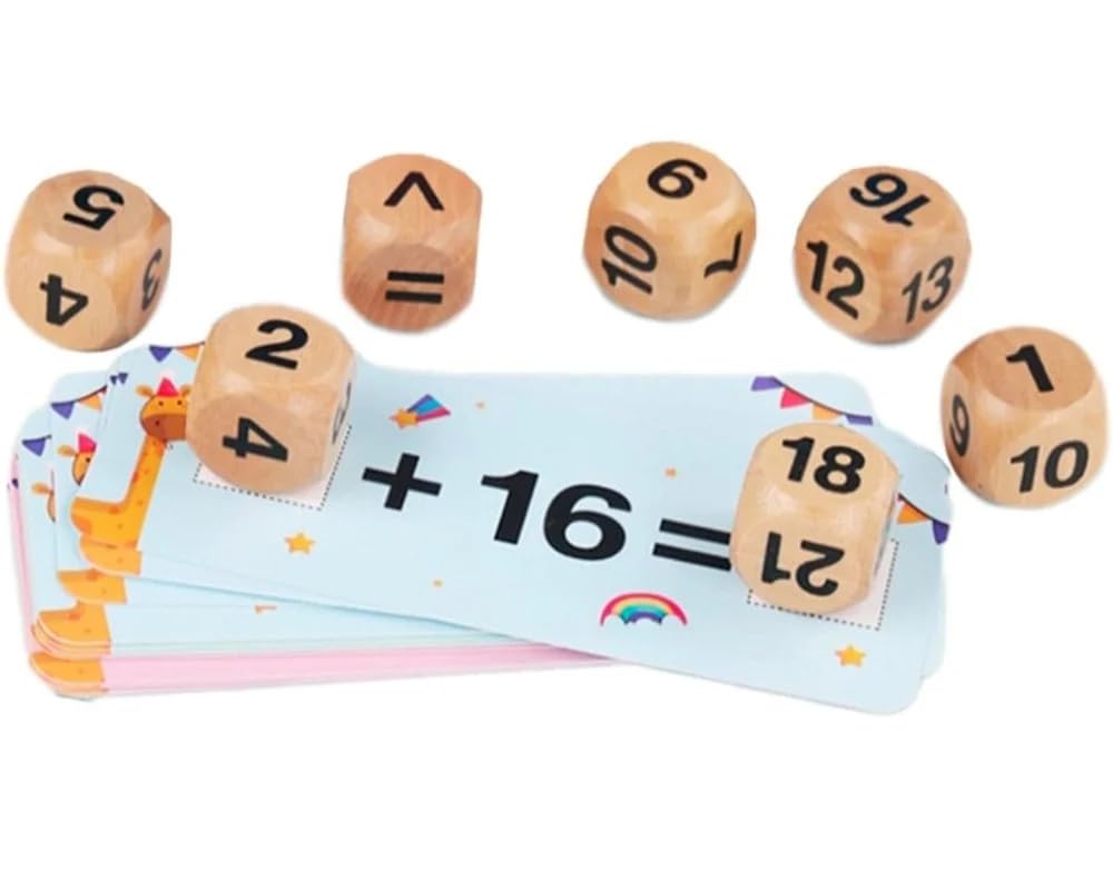 Raindrops Wooden Number Dice Game for Kids | Fun Math Toy with Dice & Activity Cards | Addition & Subtraction Maths Puzzle Game for Preschool Toddlers & Early Age Boys Girls (3+ Years) 1