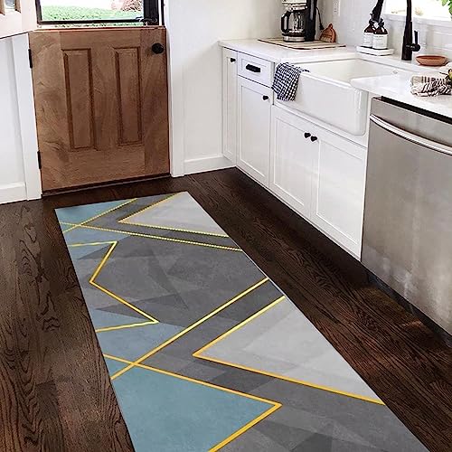 Alfombra de pasillo moderna y antideslizante gris azul que protege la entrada del hogar