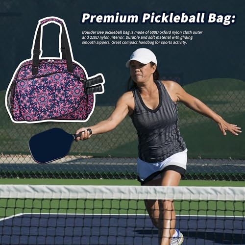 Image of Boulder Bee Pickleball Bags, Premium Pickleball Tote Bag for Girls, Women's Hand /Shoulder Gym Bag w Water Bottle Holder, with Pickleball Racquet /Paddle Holder