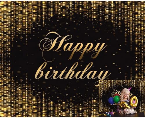 Happy 10th Anniversary Backdrop Boys Girls 10 Years Birthday Party Black And Gold Cake Table Decorations Banner Photo Background - 15 - View #12