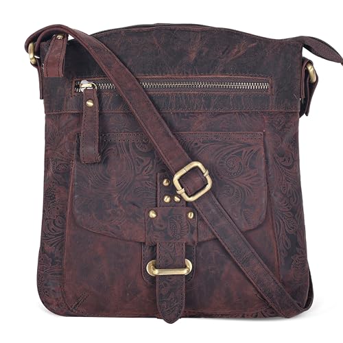 Image of Oak Leathers Leather Crossbody Bag For Women With Adjustable Sling Strap - Medium Size Crossover Shoulder Handbag Purse