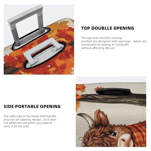 Highland Cow Autumn Tree Elastic Travel Luggage Covers Dustproof Scratch-Resistant Suitcase Protector Fit 22-24 Inch2