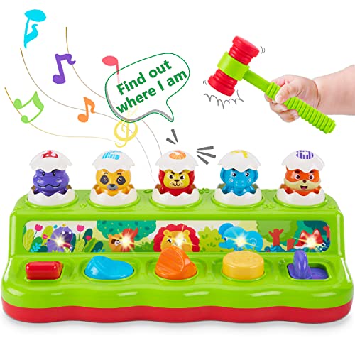 Image of WOWOHAGE 1 Year Old Toys for Boys Girls Birthday Gift, Cause and Effect Animal Pop Up Toy with Music and Light for Toddlers 1-3, Preschool Learning Educational Toys Easter Gifts for Babies 12 Months