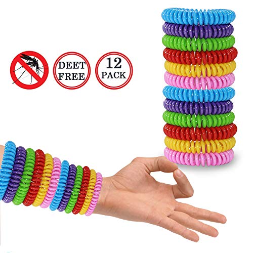 Preisvergleich Produktbild Mückenschutz Armband, 12 Stück Anti Mosquito Bracelet Repellent Wristband Armband Sicheres, Wasserdichtes Insektenschutz-Armband für Kinder, Erwachsene