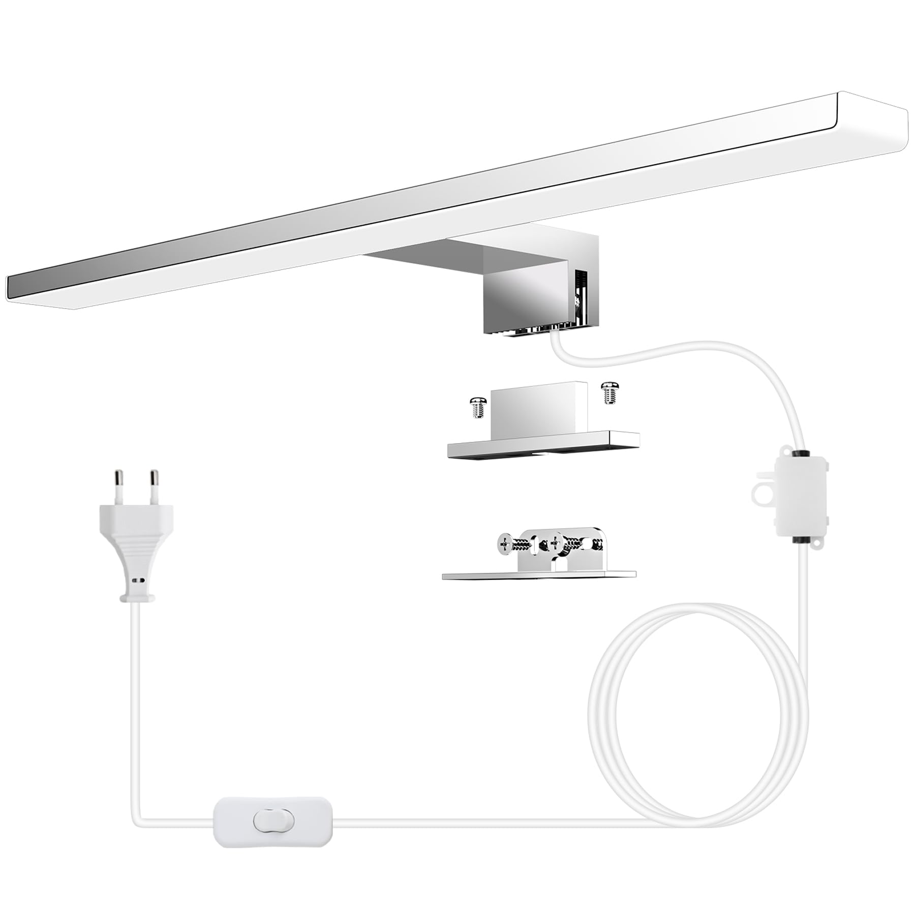 Azhien LED Lampada da Specchio10W,820lm Lampada a Specchio a Parete da 4000k Bianco Neutro con Spina,Montaggio 3 in 1,Lampada a Specchio da Bagno IP44 da 40 cm per Mobile a Specchio,230 V,40mm