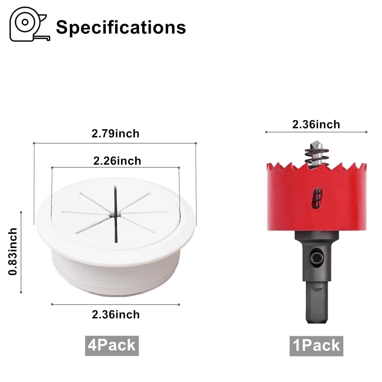 4 Pack TV Cord Hider for Wall Mounted TV, 2-3/8