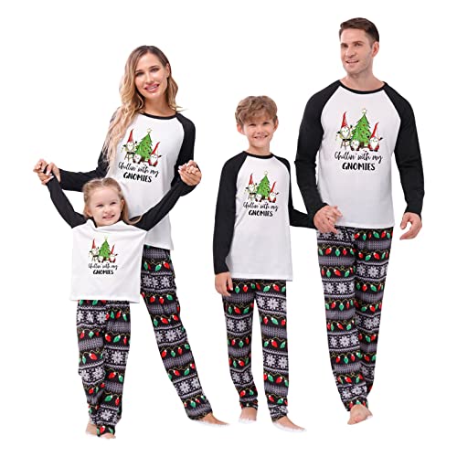 Conjunto de pijama familiar de Navidad para hombre y mujer, con letras impresas a juego, cómodo para él y ella, diseño de dibujos animados para niños y niñas, para bebés de 3 meses a 6 meses a 5 años