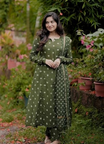 Image of KLOSIA Women's Printed Anarkali Kurta and Pant with Dupatta Set