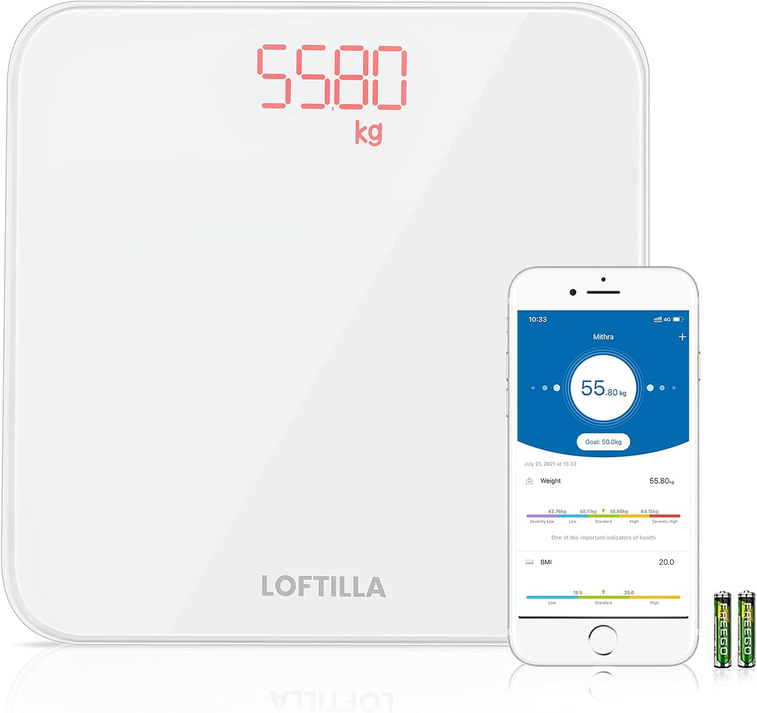 Loftilla Bathroom Scale for Body Weight BMI Scale : Health & Household