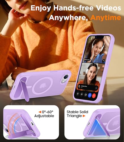 Image of Magnetic Compatible with iPhone 17e Case & iPhone 16e Case,[Built-in Invisible Kickstand][Compatible with MagSafe][Military Grade Shockproof] Slim Translucent Matte Case for iPhone 16e /17e 6.1 inch