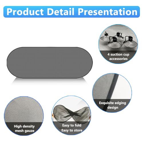 TOTMOX Auto-Heckscheiben-Sonnenschutz mit Saugnapf für einfache Installation, Sonnenschutzrollo passend für Bildschirmschutz Universal