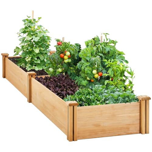 Yaheetech Carré Potager en Bois Bac Potager Surélevé Potager Extérieur/Intérieur Bac à Fleurs Légumes pour Jardin Cour Serre Terrasse 245,5 cm L x 62,5 cm l x 27...