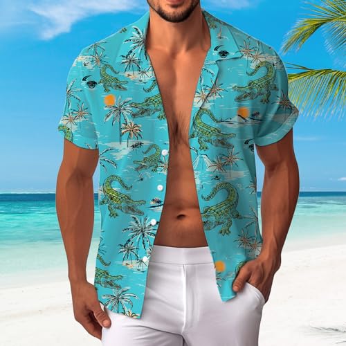 80s 90s Hawaiian Shirts for Men Vintage Button Down Short Sleeve Shirt, 80s Outfit Party Disco Beach Shirts2