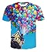 FaPlus Men's Fashion 3D Dream Houses Balloon Print Casual T-Shirts L
