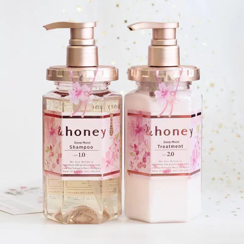 &honey Deep Moist Cherry Blossom Honey Shampoo and Conditioner set (440ml and 440ml)