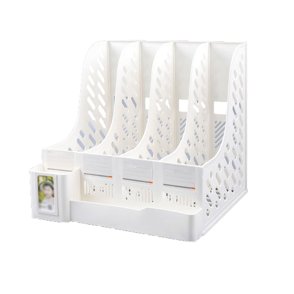 Organizador de Archivos File Book Rack Desktop Organizer Vertical File Holder Desktop File Sorter Office Supplies Desk Accessories con Titular de Lápiz Stationär filsorteringsställ