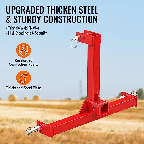 Sulythw 3 Point Hitch Receiver For Category 1 Tractors, 2" Trailer Hitch Attachment With 3000Lbs Towing Capacity For Compact Sub-Compact Tractors Bx Kubota, John Deere #TOP3