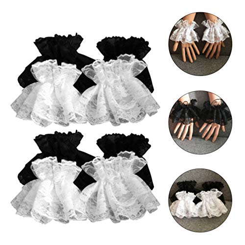 VALICLUD 2 Pares Das Mulheres Sheer Lace Floral Do Vintage Luvas De Pulso Luvas Lolita Lolita Wrist