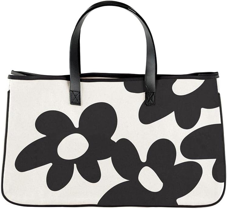 Santa Barbara Design Studio Tote Bags Hold Everything Women's Canvas Shoulder Bag with Waterproof Lining, 20" x 11", Natural/Grey Flowers - Image 4