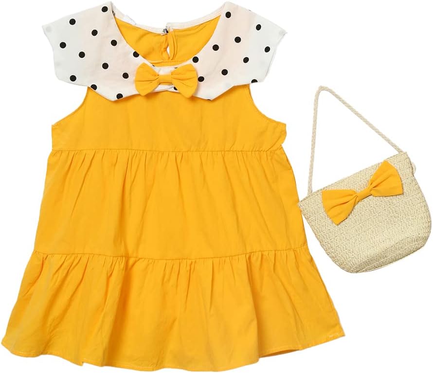 HopscotchBaby Girls Cotton Sleeveless Solid Casual Dresses in Yellow Colour, Yellow, 6 Months-12 Months