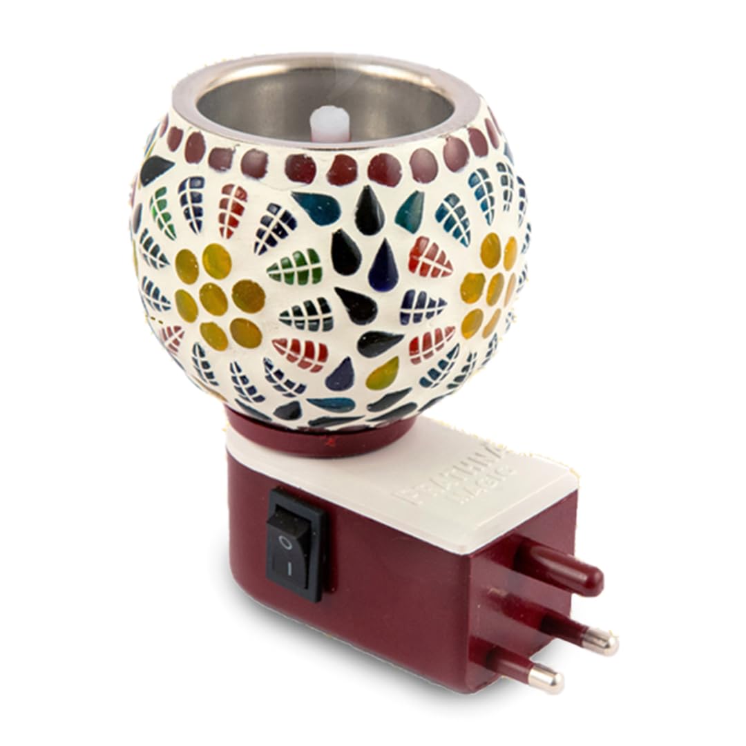 Aayuleubeda Badi Care ABC Ceramic Aroma Diffuser | Kapoor Dani Cum Night Lamp Multi Functional Essential Oil Camphor Burner For Fragrance With Switch On/Off Button For Heating