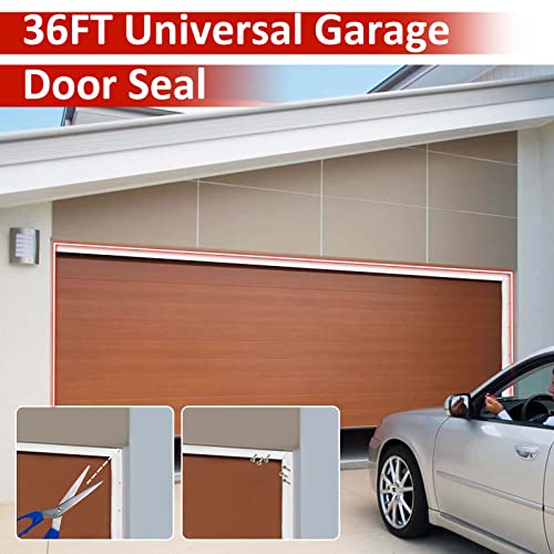 36Ft Universal Garage Door Seal White Weatherproof Stripping Garage Door Seal Top And Sides Soft And Hard Composite Durable Pvc Replacement Door Trim Includes Nails #TOP4