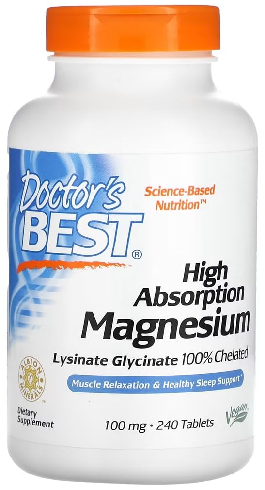 Doctor's Best - High Absorption Magnesium | Unterstützt Muskel- und Nervenfunktionen - 240 Tabletten