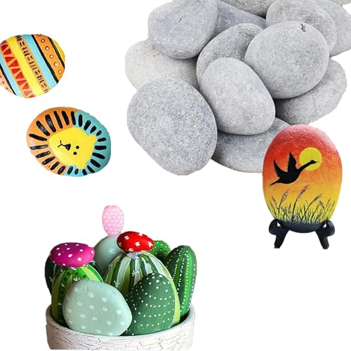 CHmiss 12Pcs Steine Zum Bemalen,Flache Kieselsteine,Steine Zum Bemalen...