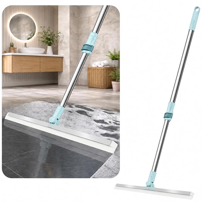 Bathroom Cleaning Wiper Brush with Long Handle 180° Rotate | Tiles & Floor Scrubbing, Cleans Under Furniture, Stainless Steel Handle, Extendable Long Handle, Silicone Wiper Blade-image-46