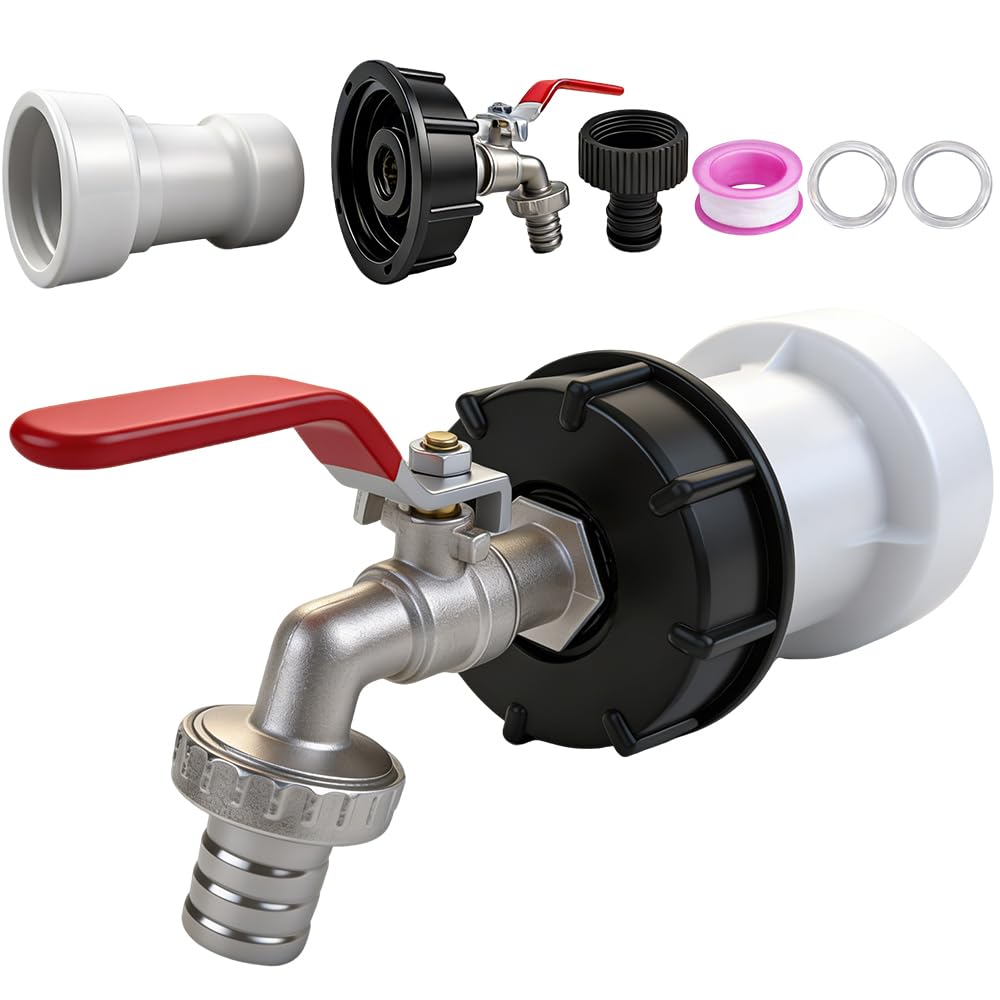 Robinet Cuve 1000l S60X6 IBC Raccord 3/4" Alliage d'aluminium Adaptateur Réservoir