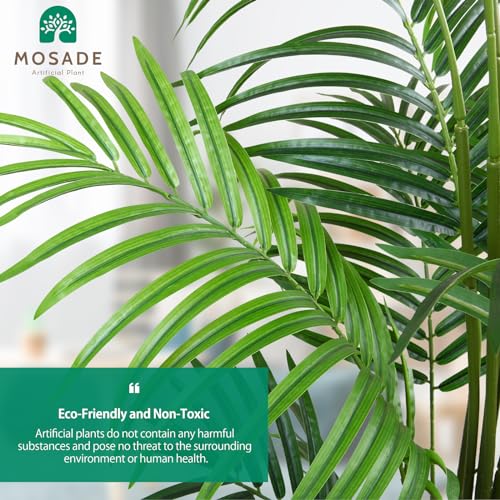 MOSADE Artificial Areca Palm Tree 6Feet Fake Tropical Palm Plant and Handmade Seagrass Basket, Perfect Tall Faux Dypsis Lutescens Plants for Entryway Modern Decor Home Office Porch Balcony Gift,2Pcs