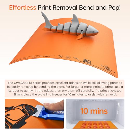 Image of BIQU CryogripPro Frostbite Matte Orange Cold Build Plate for Prusa MK4 /MK4S /MK3 /MK3S /CORE One /CORE One+ 3D Printers 254.5x241.5MM Double-Sided Upgrade Room Temperature Print Removable Surface Platform