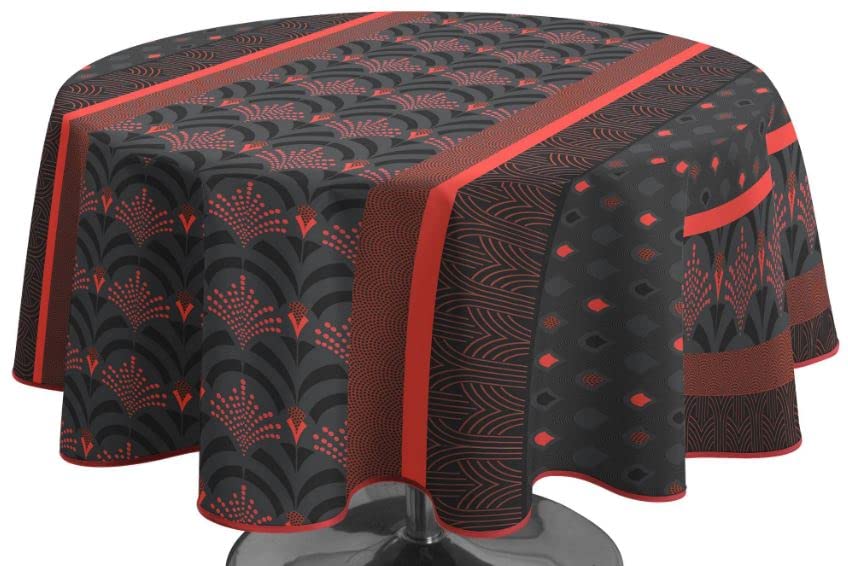 Nappe Phenix rouge anti-tache ronde 160 cm pour embellir vos repas conviviaux en famille