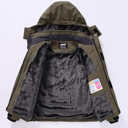 Image of Winter Jacket for Boys and Girls Waterproof Ski Jacket Winter Snow Coat Hooded Fleece Windproof with Zip Pockets