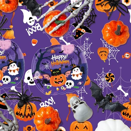 Image of QIYANPAX Halloween Disposable Plastic Tablecloth Halloween Party Decorations Supplies Rectangle Disposable Table Cover for Indoor Outdoor Party Decor, 2 Pack
