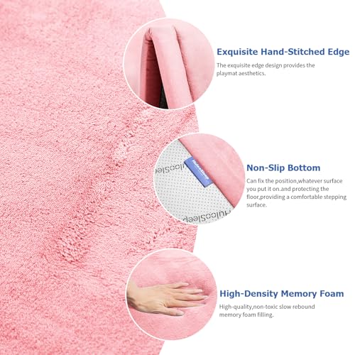 Image of Baby Play Mat for Floor,1.3 inch Thick Memory Foam Tummy Time Mat for Toddlers,Infants,Kids,Water-Repellent Soft Nursery Rug,Extra Large Non Slip for Crawling&Yoga,Tatami Style for Living Room(Pink)