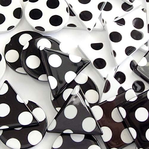 Amazon Co Jp Craft Tamago 10 Pieces Polka Dot Cabochon Round Square Triangle Paste Parts Square X Black Dots On White Hobbies