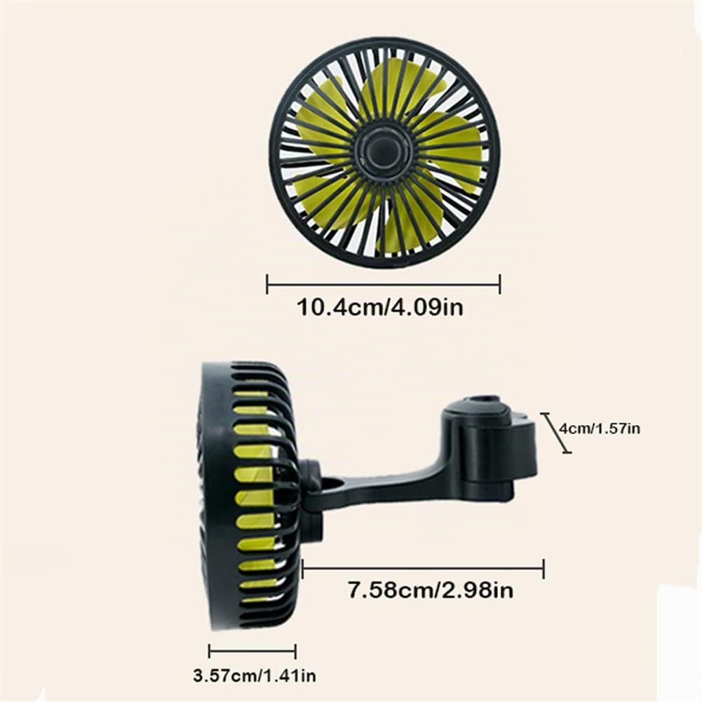 singolo doppio ventilatore di raffreddamento per auto per cruscotto 5V/12V/24V, 360 gradi rotante telescopico doppia testa Fan (C USB)