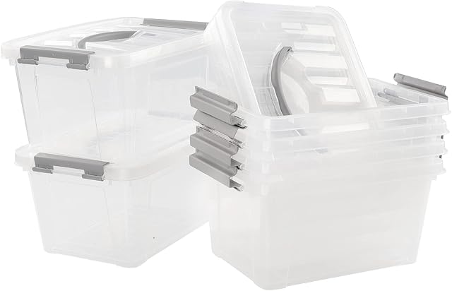 Fosly 6-pack 6 liter Storage Boxes, Clear Storage Boxes Plastic with Lids