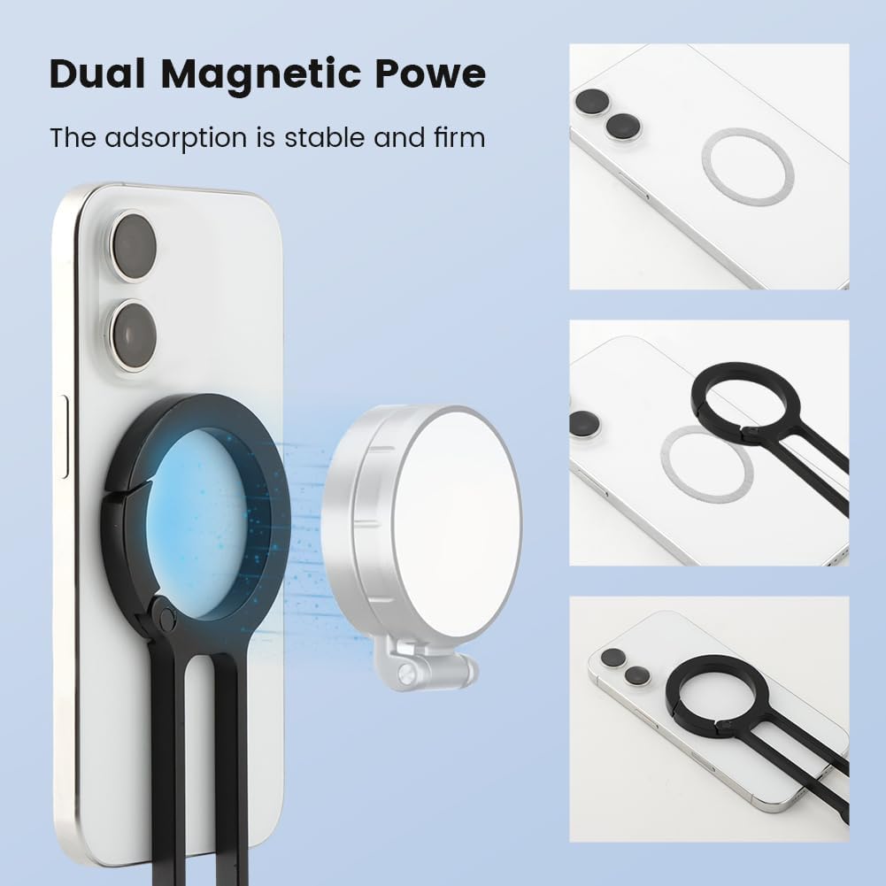 Magnetic Phone Tripod Foldable Aluminum Mini Tripod for i-Phones, Magnetic Pocket Phone Tripods Quick Mount Compatible with Mag-Safe for i-Phones 17/16/15/14/13/12 - Image 3
