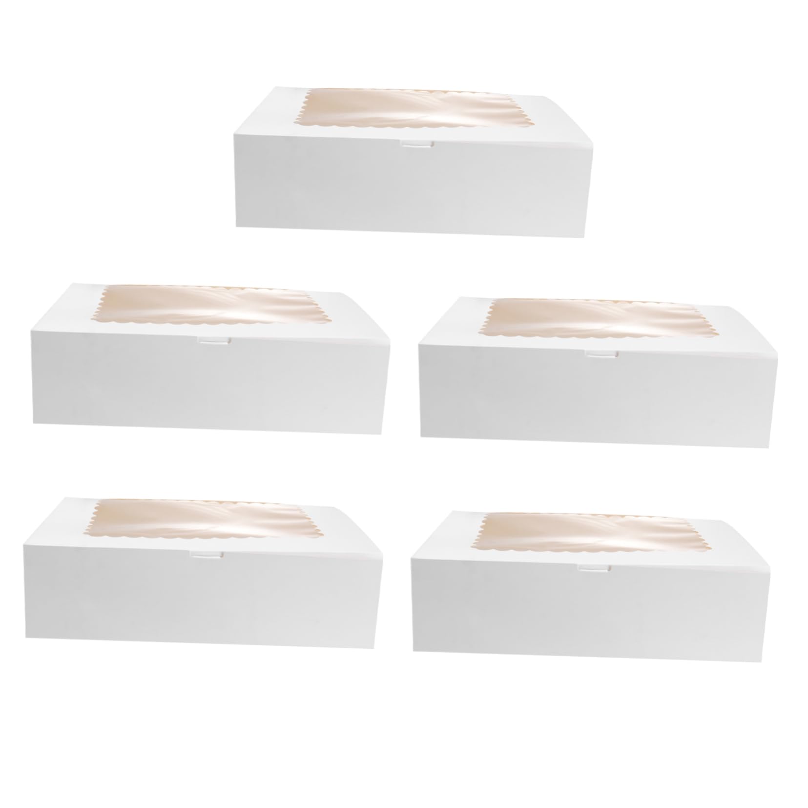 VINTORKY 5Pcs White Cupcake Box Container with Window Cavity Muffin Box for Transport for Bakery and Event Supplies