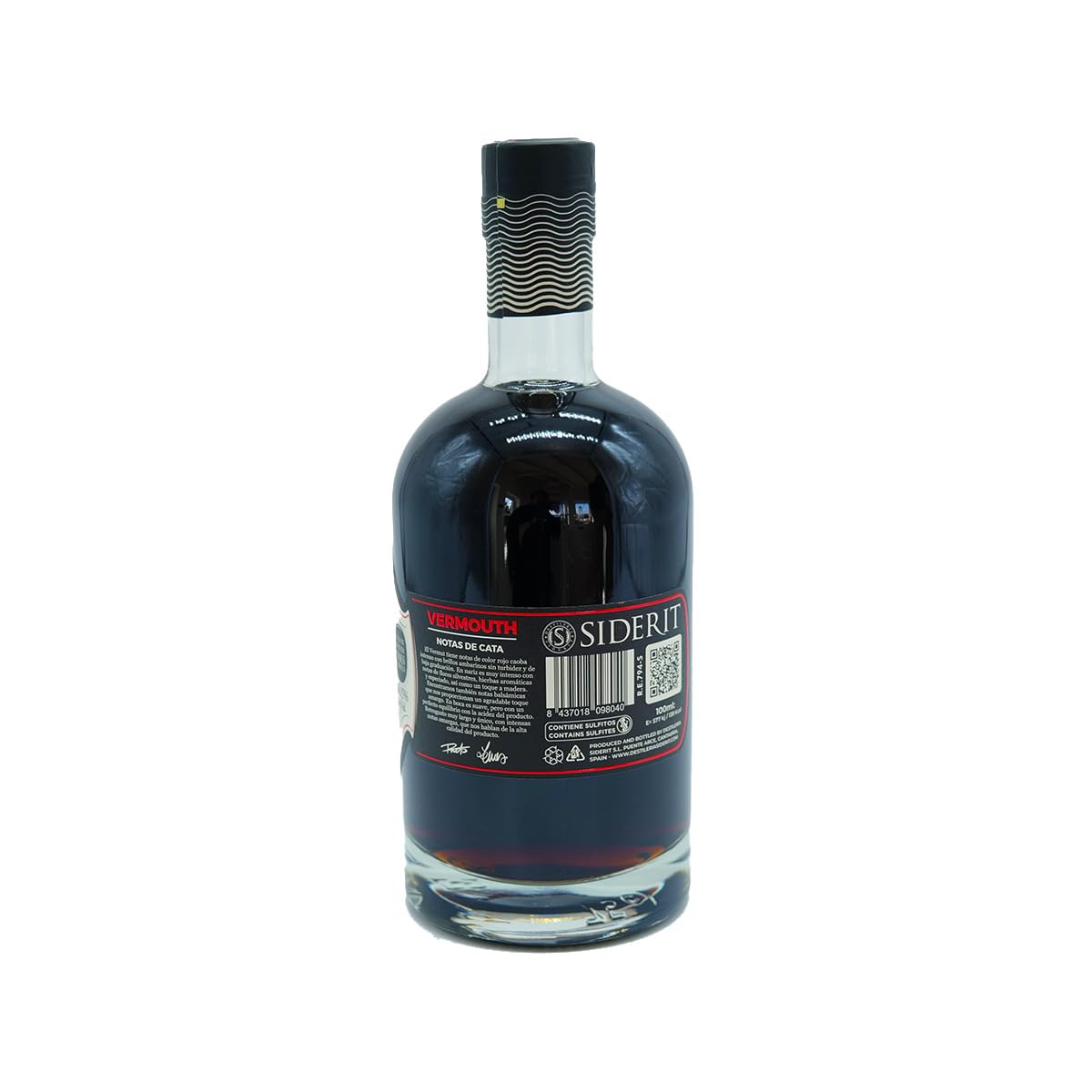 SIDERIT Vermut Premium sin azúcares añadidos, 15% Vol, botella de 750ml, pack de 6 unidades, macerado 18 meses con hierbas y flores, envejecido en barricas de jerez. Sabor equilibrado y persistente