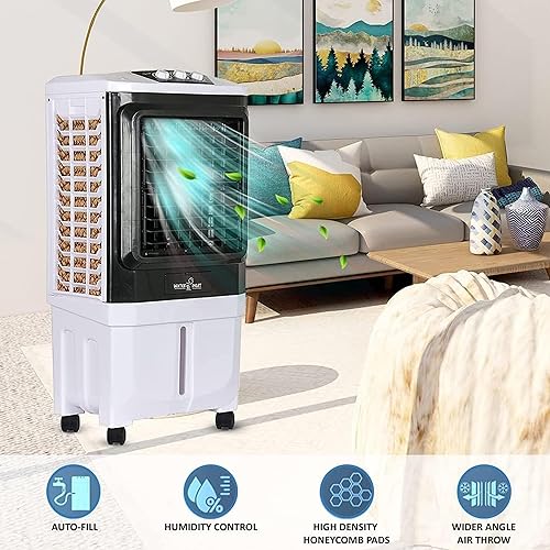 Image of 40 L Personal Air Cooler with Anti Bacterial Honeycomb Pads, 3rd Turbo Fan, Powerful Air Throw with Auto Swing and 3-Speed Control - Blue (CS 40L)