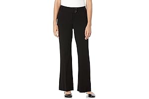 Women's Curvy Fit Gabardine Bootcut Stretch Dress Pants with Pockets