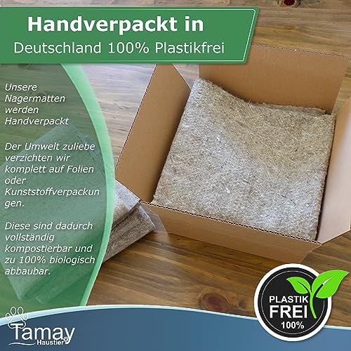 Tamay Nagermatten aus 100% Hanf, 100 x 50cm I Premium Nagerteppich als staubfreie Käfig Bodenbeckung für Kaninchen, Meerschweinchen, Kleintiere – Natürliche Hanfmatte für Nagetiere (2 Stück)