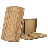 ウッドルックミニメタルシガレットケース、キングサイズ84mmレギュラータバコ12本収納、100代には適合せず、クレジットカードを入れられません (木目調イエロー, 12pcs)