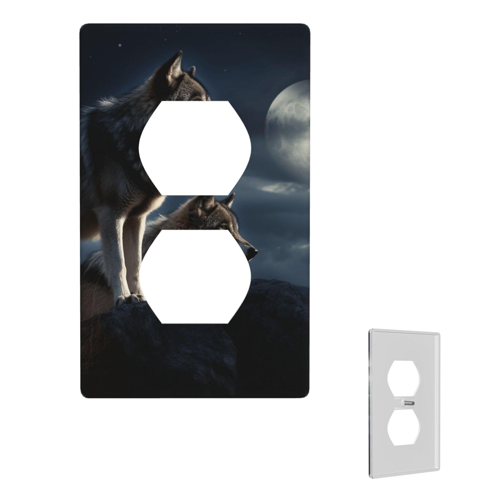 1-Gang Decorator Wall Plate wolves in the moonlight Light Switch Cover Single Gang Receptacle Wall Plate Standard Size 4.5" x 2.76" Wallplate Unbreakable Polycarbonate Outlet Faceplates Cover