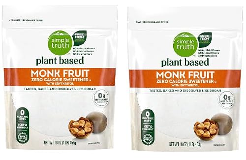 Plant Based Monk Fruit Zero Calorie Sweetener with Erythritol (2 Bags, 16 oz. each)
